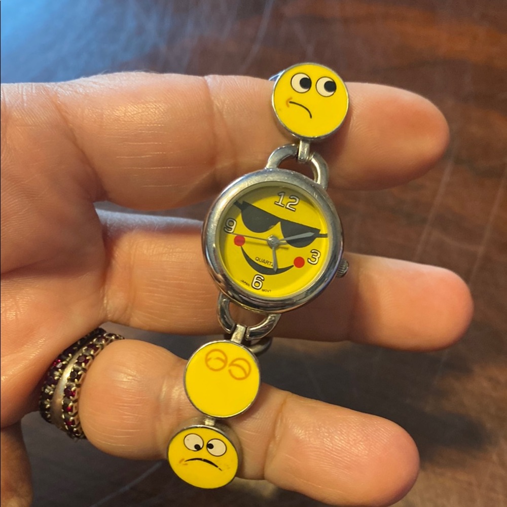 Yellow and Silver Emoji Watch Set